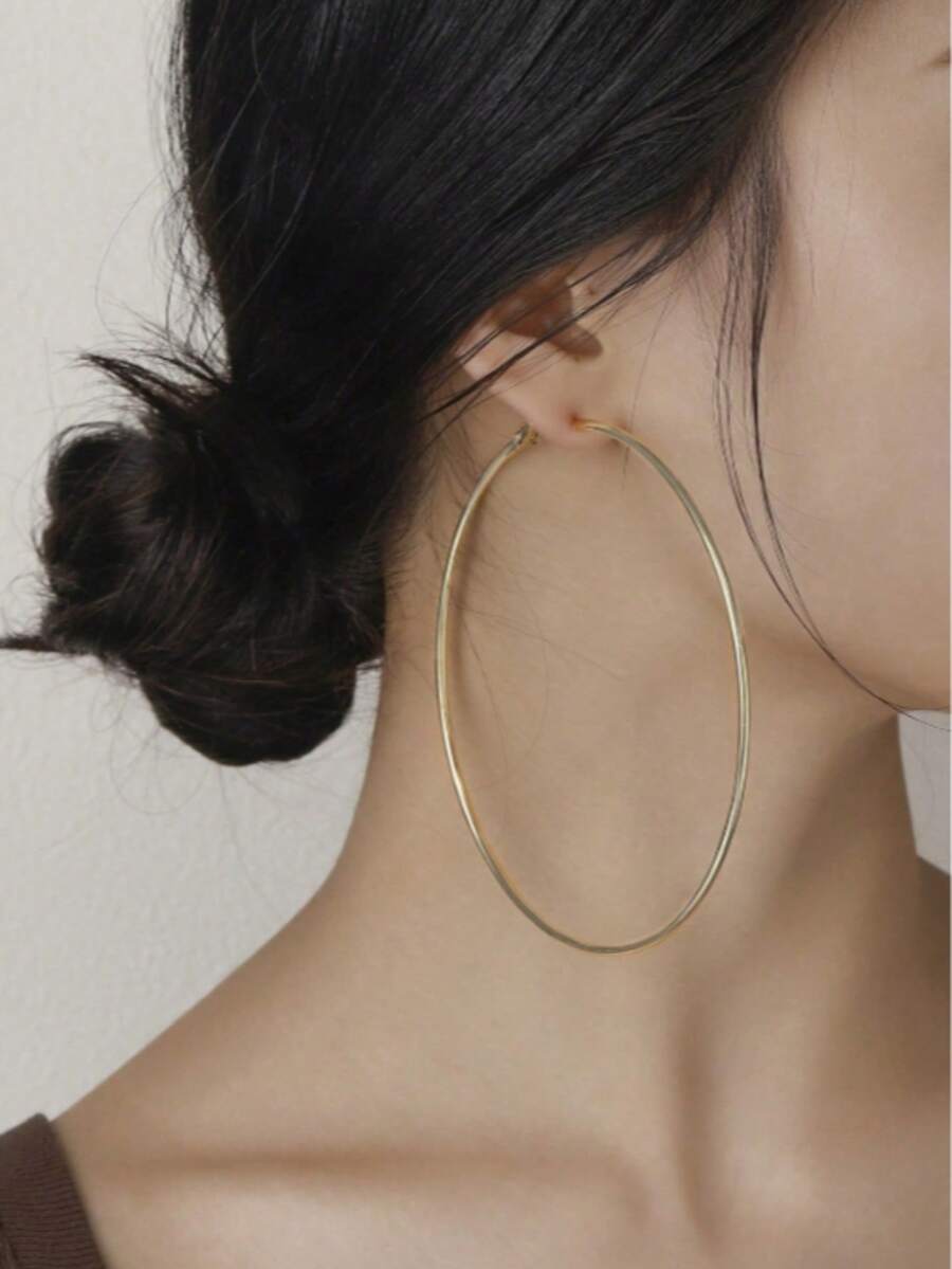 女士不锈钢夸张大环 C 形耳环