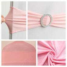 50PCS Premium Stretch Milk Silk Chair Bow Ties Adjustable Elastic Bands With Slider Buckles For Weddings, Banquets & Special Events. - Hồng nhạt - Xem 4