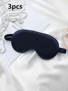 1pc/3pcs/5pcs/10pcs Black, Champagne, Gray, Pink, Green, Blue, Dark Green Double-Sided Silk-Like Breathable Sleep Eye Mask, Relieve Eye Fatigue, Suitable For Girls Nap, Blackout Eye Mask, Non-Tight - Multicolor - View 33