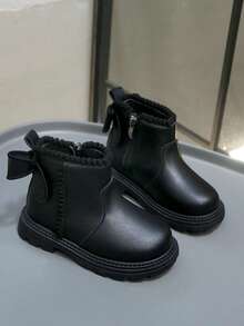 2025秋冬新款女童皮踝靴，英伦休闲风 - 黑色 - 查看 3