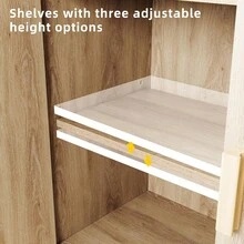 Dining Sideboard With Storage, Rattan Decorative Double Door Storage Cabinets, Sideboards And Decorative Cabins For Living Room, Dining Room, Foyer, Kitchen  Buffet Cabinet With Storage, Sideboard With 2 Woven Rattan Doors, Adjustable Shelves & Sturdy Wood Feet, Particle Board Entryway Cabinet For Living Room, Kitchen, Entryway - Tự nhiên - Xem 8