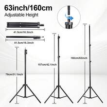 Đèn LED chiếu video điều chỉnh được 10 inch kèm chân đế 63" và giá đỡ điện thoại – 3 nhiệt độ màu, có thể điều chỉnh độ sáng, thích hợp cho phát trực tiếp, chụp ảnh, họp Zoom và làm vlog. Phù hợp cho chụp ảnh, quay video, phát trực tiếp, họp Zoom, làm vlog, có chân đế. Đèn selfie, đèn điện thoại. Thích hợp cho chụp ảnh, quay video, phát trực tiếp, họp Zoom, làm vlog, có chân đế. Chụp ảnh, quay video, phát trực tiếp, họp phòng, làm vlog. - màu đen - Xem 2