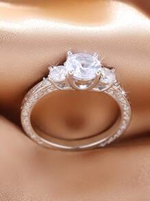 1pc Elegant Zirconia Ring, Luxury Women's Engagement & Proposal Ring, Exquisite Accessory