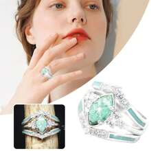 Set de regalo de 3 piezas de anillos con piedras de imitación de turquesa y rhinestones en estilo vintage bohemio para mujeres