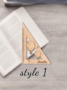 School Is Starting! Customized Wooden Children's Triangular Rulers, Teacher's Vector Graphics, Customized Name Triangular Rulers. On The First Day Of School, School Supplies, Children's Gifts, Unicorn Patterns, Rocket Patterns, Hot Air Balloon Patterns, Wooden Rulers, Suitable For Boys And Girls, Essential School Supplies., School Supplies,Back To School