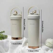 1pc High-Capacity, Stylish Ceramic Lined Double Wall Vacuum Insulated Water Bottle/Coffee Mug With Straw, Portable Back To School