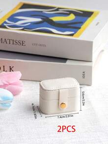 Hộp đựng trang sức bằng da nhỏ gọn, tiện dụng khi đi du lịch, hộp đựng nhẫn, vòng cổ, hoa tai, hộp quà tặng cho ngày tựu trường - trắng - Xem 19