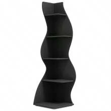 70-Inch Five-Layer Corner Bookshelf, Book Corner, Corner Display Cabinet, Room Decoration Shelf, Bedroom Decoration Shelf, Suitable For Living Room, Study And Bedroom, Easy To Install, Indoor Plant Stand, Modern And Simple Style - 黑色-升級款 - 查看 7