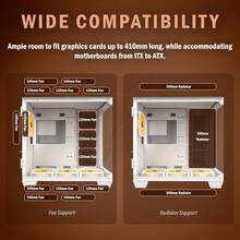 KEDIERS PC CASE ATX 9 PWM ARGB Fans Pre-Installed, Mid-Tower Gaming PC Case, Panoramic Tempered Glass Computer Case With Type-C,360mm Radiator Support - 白色 - 查看 10
