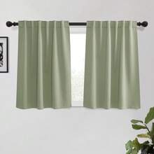 Local Delivery Black Blackout Curtains 63 Inch Length, Room Darkening Thermal Insulated Noise-Reducing Black Out Curtains For Bedroom Living Room Windows, Back Tab Rod Pocket, W52 X L63 Inches, 2 Panels - Sage Green - 查看 7
