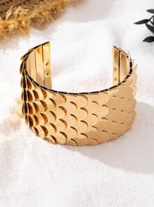 1 Conjunto Pulseira Aberta Feminina Luxo Estilo Boêmio Escama de Peixe