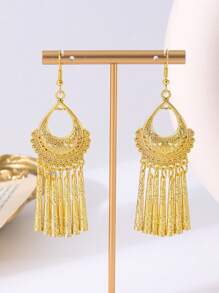 1 par de pendientes de estilo bohemio chapados en oro, joyas árabes, accesorios para bodas y fiestas, regalo de vacaciones para mujeres