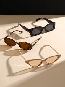 3pcs/Set Classic Elegant Versatile Women's Sunglasses, Suitable For Outdoor Driving, Camping, Daily Life, Street Photography, Tropical Beach Vacation And Other Fashionable Occasions, Fits Various Face Shapes, Good Shading Effect, Ideal For Outings, Outdoor Beach Vacations, And As Gifts For Family And Friends.