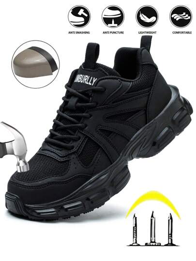 UMBURLLY Chaussures de sécurité légères pour femmes avec embout en acier, anti-écrasement, anti-perforation, semelle antidérapante, tige respirante, convenant pour le bureau, l'atelier, le travail en usine