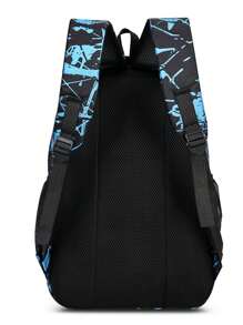 Casual Large Capacity Backpack With Colorblock Pattern & Multiple Pockets, Suitable For Outdoor Sports And Short-Distance Travel, For Men School Bag