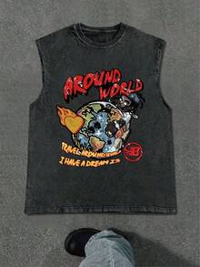 Herren Ärmelloses T-Shirt, grafisches Erde Element Design, lässiges Sport Tank Top