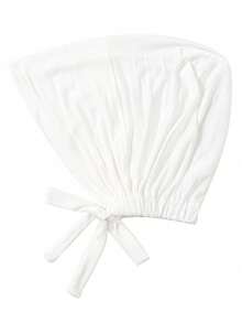 1 件女士时尚纯色弹性头带发巾头巾，适合日常使用 - 白色 - 查看 2