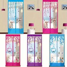 1 Set Magnetic Mosquito Door Curtain | Summer Fly Screen With Floral Butterfly Pattern, Easy Installation - Effectively Blocks Mosquitoes And Repels Insects, 1 Piece Magnetic Mesh Curtain With Push Pins, Mosquito Proof - Multicolor - View 7