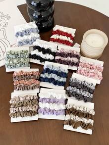 4个装纯色法式小发圈，附卡片，简约百搭发绳，彩色发圈，女士发饰，发圈，发绳，发饰，马尾发圈，发圈，橡皮筋，发绳，发圈，头饰，弹力发带 - 彩色 - 查看 1