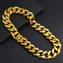 سلسلة هيب هوب من البلاستيك ضخمة بطريقة عشوائية للرجال ، قلادة مزيفة باللونين الذهبي والفضي لاكتمال زي ال-90،اكسسوار