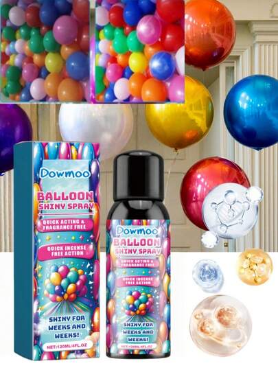 DOWMOO 1瓶（120毫升）气球增光剂，保持气球表面纹理光泽，持久不氧化，适用于装饰场景，有效提升气球表面亮度，打造炫彩效果。多场景适用，新旧包装随机发货。
