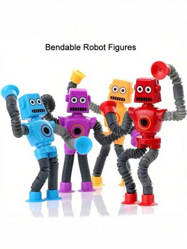 1pc Bendable Robot Figures, Telescopic Suction Cup Robot Toy, Telescopic Pop Tubes, Fidget Tubes Sensory Toys For Girls Boy