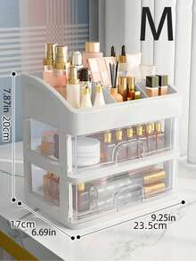 1pc Luxury Acrylic Makeup Organizer Box, Holds Skincare, Eyeshadow Brushes, Highlighter Brushes, Foundation, Concealer, Lipstick, Face Masks, Powders, Puffs, Dust-Proof Space-Saving Cosmetic Display Shelf & Storage Box - Clear - View 3