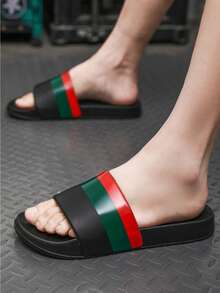 青少年休闲拖鞋，校园学生户外休闲拖鞋，户外运动拖鞋，篮球运动拖鞋，沙滩拖鞋，泳池拖鞋，运动拖鞋，室内家居拖鞋，浴室拖鞋，一脚蹬凉鞋，一脚蹬，人字拖，厚实柔软舒适鞋底，防滑底 - 黑色 - 查看 5