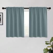 Local Delivery Black Blackout Curtains 63 Inch Length, Room Darkening Thermal Insulated Noise-Reducing Black Out Curtains For Bedroom Living Room Windows, Back Tab Rod Pocket, W52 X L63 Inches, 2 Panels - 霧霾藍 - 查看 8