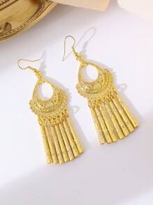1 par de pendientes de estilo bohemio chapados en oro, joyas árabes, accesorios para bodas y fiestas, regalo de vacaciones para mujeres