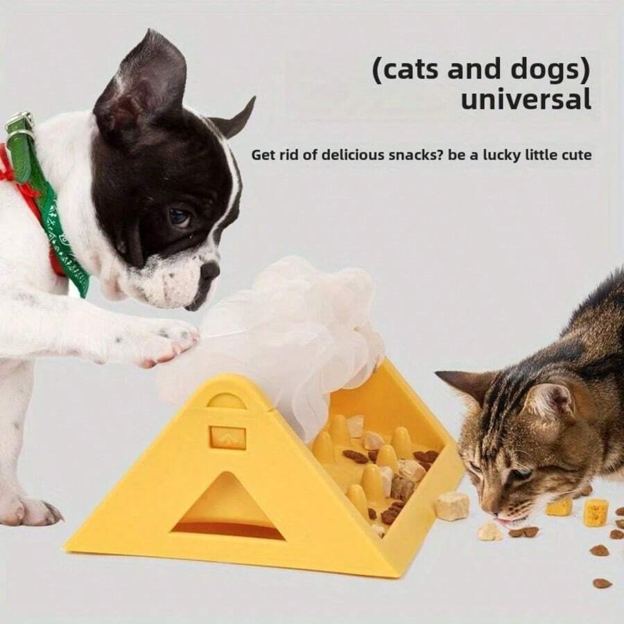 Dispensador de comida interactivo para gatos con pelota de premios - Amarillo y Verde, Comedero automático para estimulación mental y juego, Juguete fácil de limpiar para mascotas, Comedero lento para gatos y perros, Diseño lúdico, Funcionamiento sin electricidad