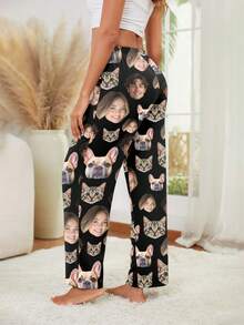 Customized Women's Pajama Pants With Unique Couple Selfie, Celebrity Face Swap, And Pet Face Replacement Designs - Festive Fan Merchandise,Underwear & Sleepwear,Christmas Home Atmosphere,Anniversary Gift, Valentine Gift, Birthday Gift, Wedding Gift,Roupa Reveillon - Multicolor - View 2