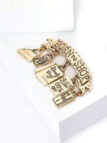 Born To Shop Brooch Pin For Women - Cute Money Bag Letter Tag Brooch For Sweater Jacket Hat Shoes Outfit Accessory