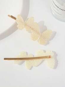 2pcs/Set Girls Delicate Versatile Hair Accessories Pearl Combination Hollow Butterfly Side Bangs Hair Clip Decor