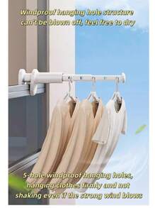 1pc Best Selling New Model 2025 White Travel Retractable Clothes Drying Rack, Foldable Multi-Function Balcony Drying Stand For Hotel/Home, Portable Extendable Laundry Hanger