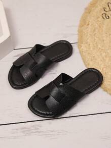 1 Par de Sandálias Planas Brancas para Crianças Pequenas/Meninas Pequenas, Plus Size, Sandálias Romanas de Estilo Luxuoso e Fofo com Tira de PU Lisa e Bico Redondo, Adequada para Uso Diário Casual, Festa e Viagem de Meninas de 3 a 15 Anos, Primavera/Verão 2025, Recomenda-se Encomendar um Tamanho Acima