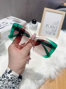 1pc Women's Fashion Square Glasses, High Quality Gradient Frame, Street-Style PC Temple, Spring-Loaded Legs, Versatile & Vintage For Daily Wear