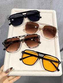 4pcs/Set Spring Break Design, Timeless, Versatile Elegant Classic Ins Style Women's Fashion Eyeglasses, Suitable For Driving, Camping, Daily Life, Business Casual, Outdoor Recreation, Fashionable Accessory Gift - 4 chiếc trà đen Leopard Orange - Xem 3