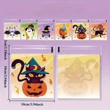 100 Stücke Halloween selbstklebende Geschenktüten mit Kürbis-, Geister-, Schwarzkatzen-, Fledermaus- und Eulenmotiven, Verpackung für Partygiveaways, einfach zu versiegeln, glatte Ränder, reißfest, geeignet für Partys, Feiertage, Geburtstaggeschenke, Überraschungen, Kartenspeicherung, Schmuckorganisation, Halloween-Souvenirs