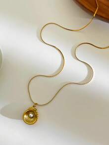 1 件不锈钢海洋风格贝壳、珍珠、海星吊坠项链，带龙虾扣，18K 镀金，防水，女士百搭 - 項鍊 - 查看 15