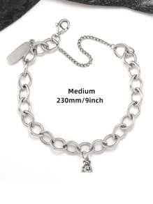 1pc Simple Unique Elegant 925 Sterling Silver Bracelet Embellished With Stuffed Teddy Bear Pendant Style Forged Link Charm Bracelet DIY Pendant Women Fine Jewelry Gift