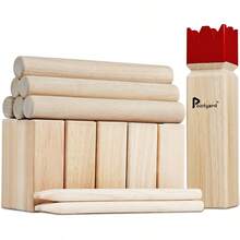 Kubb Yard Game Set Kubb Game Set With Carrying Bag Wooden Toss Game Set For Outdoor Lawn Teenagers Adults Family - 紅色 - 查看 1