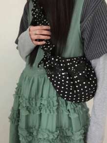 Back To School Korean Ins Style Retro Minimalist Design Versatile Shoulder Bag, Suitable For College Students, Tote Bag, Lazybones Style For University Class And Commute