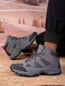 New 2025 Autumn/Winter Professional Hiking Boots For Men & Women, Black Outdoor Trekking Shoes With Thick Sole, Anti-Skid, Lace-Up, Breathable, Waterproof, Shock-Absorbing Casual Sneakers For Couples