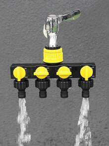 1pc 4 Way Brass Hose Splitter With Switch, Garden Hose Connector, Valve For Adjusting Water Flow, Tap Adapter, 4 Hose Outlets - Black Red - View 10