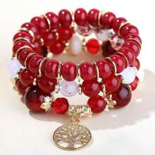 Bohemian Multicolor Glass Ceramic Beaded Life Tree Multilayer Bracelet