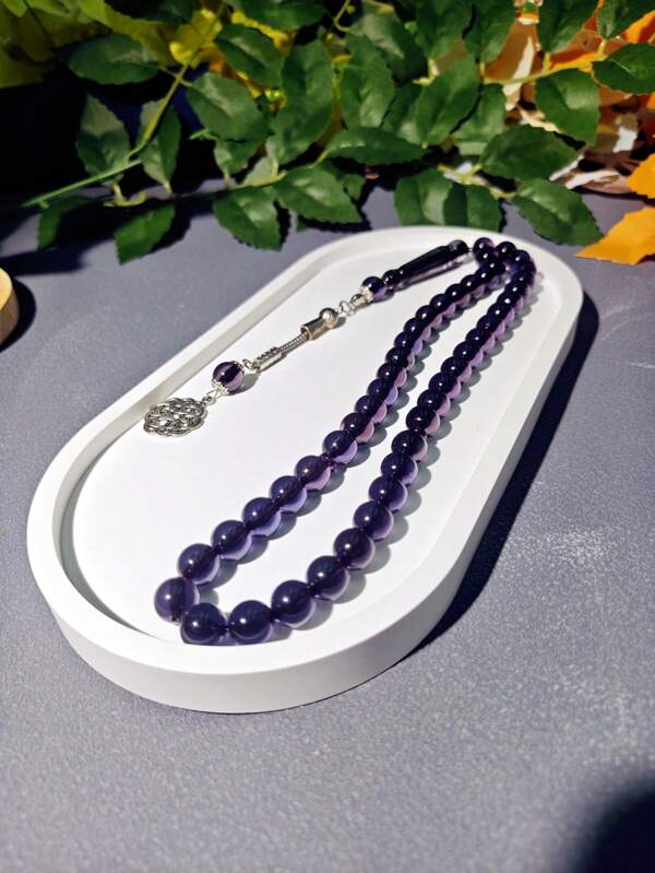 1pc 45 Pcs 10mm Resin Rosary Beads Prayer Necklace, Arabic Style Fashion Versatile Bead Bracelet, Colorful Luxury Resin Accessory, Suitable For Daily Prayer, Festival Gifts