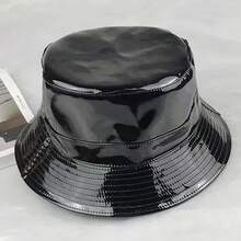 Reversible Bucket Hat For Women, Cute Beach Fisherman Style - Pu Leather Black - View 5