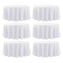 6 Pack White Round Tablecloths For 4FT / 6FT / 8FT Tables – 60", 90", 120" Polyester Round Table Cloths, Stain & Wrinkle Resistant, Washable Fabric Table Covers For Wedding, Party, Dining, Banquet & Event Decor - trắng - Xem 1
