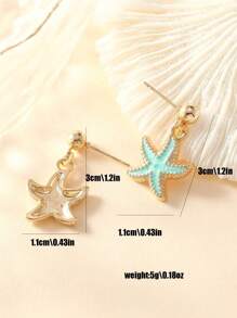 1 Pair Of Hot Selling Super Cute Mini New Design All Season Versatile Colorful Pink Bule White Red Small Starfish Stud Earrings For Women Daily Wear, Personalized Sweet Bohemian Style Oil Droplet Enamel Spherical Needle Starfish Autumn Winter Earrings Jewelry Women